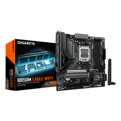GIGABYTE B850M EAGLE WIFI7 Carte Mère – Processeurs AMD Ryzen 9000 Series, VRM numérique 8+2+2 phases, jusqu’à 8200 MHz DDR5 (O.C.), 1× M.2 PCIe 5.0 + 1× M.2 PCIe 4.0, Wi-Fi 7, LAN 2.5 GbE, USB 3.2 Gen 2
