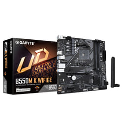 GIGABYTE B550M K WIFI6E Carte Mère – AMD Ryzen 5000 CPUs, jusqu'à 4733 MHz DDR4, 1x PCIe 4.0 + 1x PCIe 3.0 M.2, Wi-Fi 6E, LAN 1 GbE, USB 3.2 Gen 1