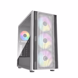 Cooler Master MasterBox 600 White, Bureau, PC, Blanc, ATX, EATX, ITX, micro ATX, Plastique, Acier, Verre trempé, Multicolore