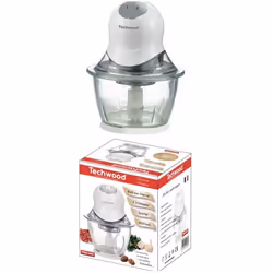 Mini Hachoir BLANC Bol en verre 600 ML - 300W 2 Vitesses