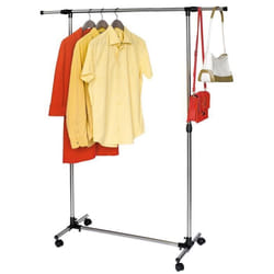 TATKRAFT PEGASUS - PORTANT À VÊTEMENT EN ACIER INOX AVEC ROULETTES BARRES LATÉRALES RÉGLABLES - TRINGLE À VÊTEMENTS EXTENSIBLE