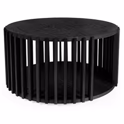 Table Basse Ronde Design Drum 83cm Noir