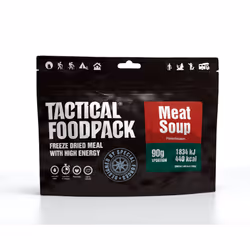 Tactical Foodpack Meat Soup, 90 g, 90 g, Pickled cucumber, onions, pork (20%), tomato paste (tomatoes 30%, water), rapeseed o ...