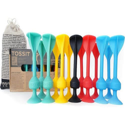 TOSSIT Jeu Fléchettes Ventouse Pétanque Intérieur Extérieur Sol Mur Silicone Puissant Family Pack Rouge Cyan Bleu Jaune