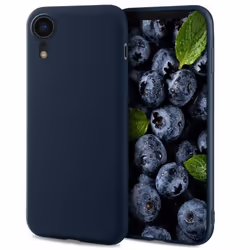 Moozy Lifestyle. Coque pour iPhone XR Bleu Nuit - Case en Silicone Liquide avec Finition Mate