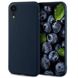 Moozy Lifestyle. Coque pour iPhone XR Bleu Nuit - Case en Silicone Liquide avec Finition Mate