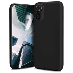 Moozy Lifestyle. Coque pour Xiaomi Redmi Note 10 Redmi Note 10S Noire - Case en Silicone Liquide avec Finition Māte