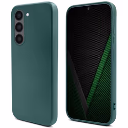 Coque en silicone pour Samsung S23 - MOOZY - Vert foncé - Finition mate - Doublure en microfibre douce