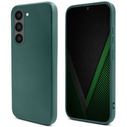 Coque en silicone pour Samsung S23 - MOOZY - Vert foncé - Finition mate - Doublure en microfibre douce