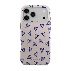 Coque MagSafe - BURGA - iPhone 17 Pro Max - Motif Love Me Right (cœurs) - Double couche anti-choc - Beige