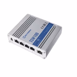 Teltonika TSW100 commutateur réseau Gigabit Ethernet (10/100/1000) Connexion Ethernet, supportant l'alimentation via ce port (PoE) Bleu, Métallique