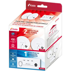 Kidde - Pack 2 détecteurs de fumée + monoxyde de carbone 5 ans