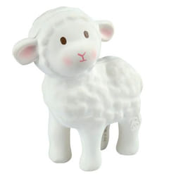 TIKIRI Bahbah the Lamb Organic Natural Rubber Teether, Rattle & Bath Toy anneau de dentition