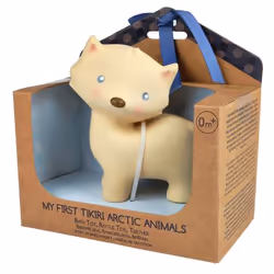 TIKIRI My First Arctic Fox -Organic Natural Rubber Teether, Baby Rattle & Bath Toy anneau de dentition