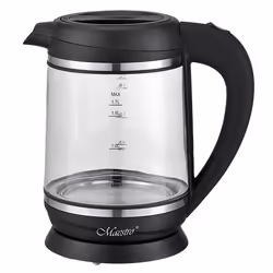 Feel-Maestro MR060, 1,7 L, 2200 W, Noir, Transparent, Verre, Thermostat réglable, Indicateur de niveau d'eau