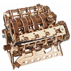 Puzzle 3D Mécanique - Ugears - Moteur V8 - Bois - 776 pièces - Échelle 1:6