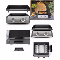 Plancha Électrique - INOX - 2 Brûleurs - 5 kW - 48x36 cm - Allumage Automatique