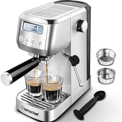AMZCHEF Machine À Café Expresso Avec Mousseur Vapeur À Lait  Réservoir Deau Amovible De 1.3 L  1350W 20 Bars  Écran LCD