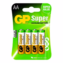 GP Batteries Super Alkaline AA, Batterie à usage unique, AA, Alcaline, 1,5 V, 4 pièce(s), Multicolore
