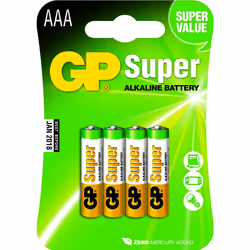 GP Batteries Super Alkaline AAA, Batterie à usage unique, AAA, Alcaline, 1,5 V, 4 pièce(s), Multicolore