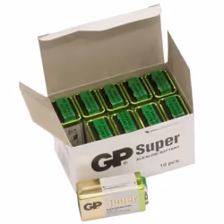GP Batteries Super Alkaline 10x 9V, Batterie à usage unique, 9V, Alcaline, 9 V, 10 pièce(s), Or, Vert, Blanc