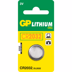 GP Batteries Lithium Cell CR2032, Batterie à usage unique, CR2032, Lithium, 3 V, 1 pièce(s), Acier inoxydable