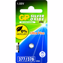 GP Batteries Silver Oxide Cell 377, Batterie à usage unique, SR66, Argent-Oxide (S), 1,55 V, 1 pièce(s), Acier inoxydable