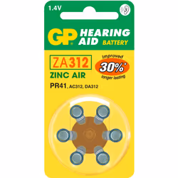 GP Batteries Hearing Aid ZA312, Batterie à usage unique, PR41, Zinc-Air, 1,4 V, 6 pièce(s), 3,6 mm
