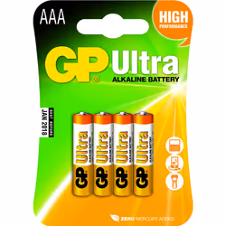 GP Batteries Ultra Alkaline AAA, Batterie à usage unique, AAA, Alcaline, 1,5 V, 4 pièce(s), Multicolore