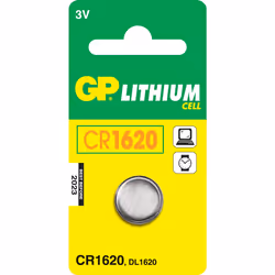GP Batteries Lithium Cell CR1620, Batterie à usage unique, CR1620, Lithium, 3 V, 1 pièce(s), Acier inoxydable