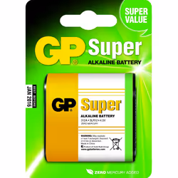 GP Batteries Super Alkaline 4.5V, Batterie à usage unique, 4.5V, Alcaline, 4,5 V, 1 pièce(s), Multicolore