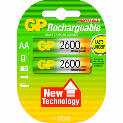 GP Batteries AA, Batterie rechargeable, AA, Hybrides nickel-métal (NiMH), 1,2 V, 2 pièce(s), 2600 mAh