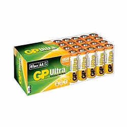 GP Batteries Ultra Alkaline LR6 AA 1.5V, Batterie à usage unique, AA, Alcaline, 1,5 V, 40 pièce(s), Blanc, Jaune