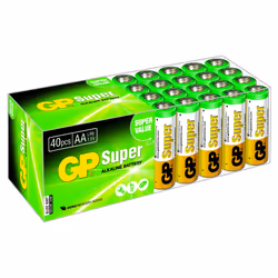 GP Batteries Super Alkaline AA, Batterie à usage unique, AA, Alcaline, 1,5 V, 40 pièce(s), Multicolore