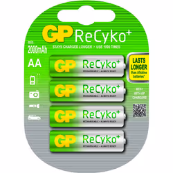 GP Batteries AA, Batterie rechargeable, AA, Hybrides nickel-métal (NiMH), 1,2 V, 4 pièce(s), 2000 mAh
