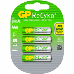 GP Batteries AAA, Batterie rechargeable, AAA, Hybrides nickel-métal (NiMH), 1,2 V, 4 pièce(s), 800 mAh