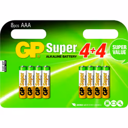 GP Batteries Super Alkaline AAA, Batterie à usage unique, AAA, Alcaline, 1,5 V, 8 pièce(s), Multicolore