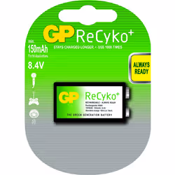 GP Batteries 9V, Batterie rechargeable, 9V, Hybrides nickel-métal (NiMH), 8,4 V, 1 pièce(s), 150 mAh
