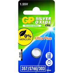 GP Batteries Silver Oxide Cell 357, Batterie à usage unique, SR44, Argent-Oxide (S), 1,55 V, 1 pièce(s), Acier inoxydable