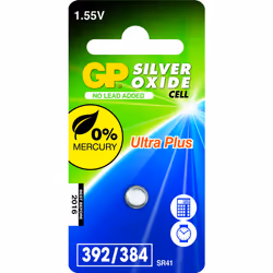 GP Batteries Silver Oxide Cell 392, Batterie à usage unique, SR41, Argent-Oxide (S), 1,55 V, 1 pièce(s), Acier inoxydable