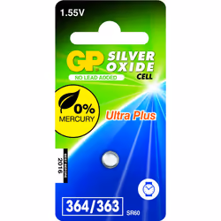 GP Batteries Silver Oxide Cell 364, Batterie à usage unique, SR60, Argent-Oxide (S), 1,55 V, 1 pièce(s), Acier inoxydable