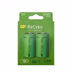 GP Batteries ReCyko, Batterie rechargeable, D, Hybrides nickel-métal (NiMH), 1,2 V, 2 pièce(s), 5700 mAh