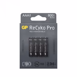 GP Batteries ReCyko Pro, Batterie à usage unique, AAA, Hybrides nickel-métal (NiMH), 1,2 V, 4 pièce(s), 800 mAh