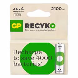 GP Batteries ReCyko Pro GPRCK210AA112C4, Batterie rechargeable, AA, Hybrides nickel-métal (NiMH), 1,2 V, 4 pièce(s), 2100 mAh