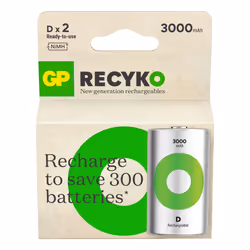 GP Batteries ReCyko Pro RECYKO D, Batterie rechargeable, D, Hybrides nickel-métal (NiMH), 1,2 V, 2 pièce(s), 3000 mAh
