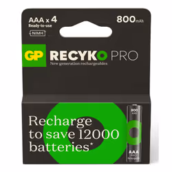 GP Batteries ReCyko Pro GPRCP80AAA174C4, Batterie rechargeable, AAA, Hybrides nickel-métal (NiMH), 1,2 V, 4 pièce(s), 800 mAh