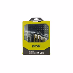 Présentation : Coffret RYOBI 69 accessoires mixtes pour perçage et vissage RAK69MIX qui comprend 25 accessoires de perçage bo ...