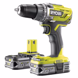 Ryobi R18DD3-225S, Tournevis électrique, Poignée de pistolet, Noir, Vert, Surcharge, 1800 tr/min, 500 tr/min