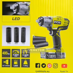 Clé à chocs Ryobi R18IW3-120S; 18 V; 1x2,0 Ah accu. - Vue supplémentaire 5