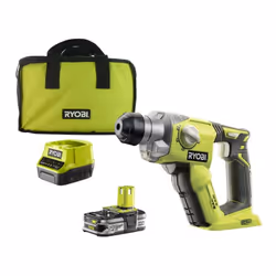 Description générale Marteau perforateur RYOBI 18V One+ - 1 batterie LithiumPlus 2.5Ah - 1 chargeur rapide R18SDS-125S , les  ...